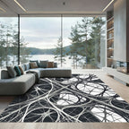 Monochrome Abstract Web Network Rug