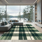 Modern Forest Green Plaid Tartan Rug