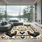 Rustic Farmhouse Rooster and Wheat Harvest Rug