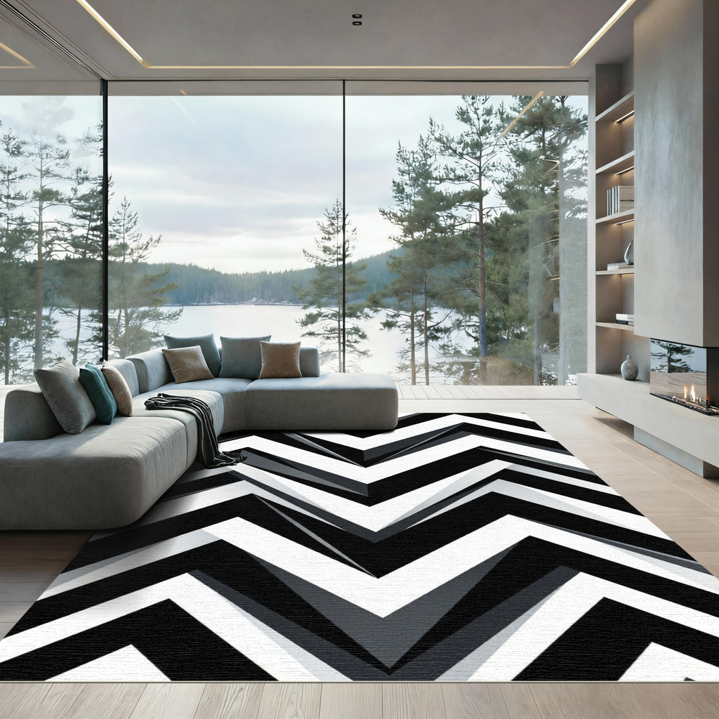 Monochromatic Sharp Chevron Geometric Abstract Rug