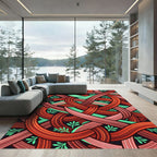 Crimson Intertwined Knot Abstract Rug