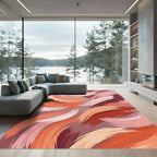 Abstract Terracotta Pink Swirl Brushstroke Rug