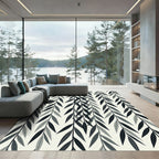 Minimalist Gray Willow Leaf Cascading Rug