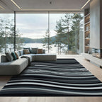 Monochrome Wavy Linear Abstract Waves Rug
