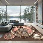 Ornate Antique Bunny Portrait Rug