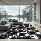 Monochromatic Organic Abstract Flowing Circle Rug