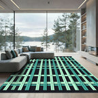 Teal Mint Grid Stripe Rug