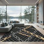 Gold and Silver Interlocking Industrial Chains Rug