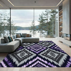 Purple Ikat Geometric Diamond Weave Rug