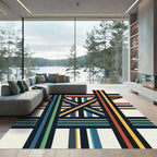 Modern Colorful Geometric Crossing Lines Rug
