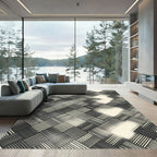 Monochrome Woven Texture Herringbone Rug