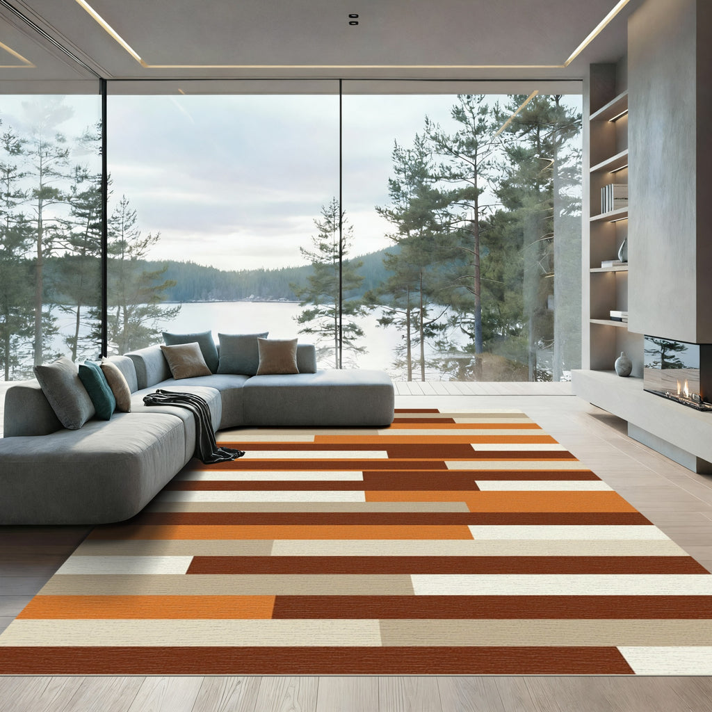 Mid Century Modern Horizontal Blocks Rug