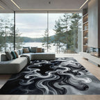Mystic Raven Swirl Smoke Art Print Rug