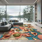 Coastal Shells on Vintage Map Earthtones Rug