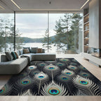 Elegant Peacock Feather Teal Eye Rug