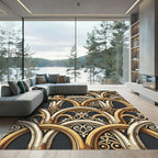 Ornate Gold Archway Scrollwork Rug