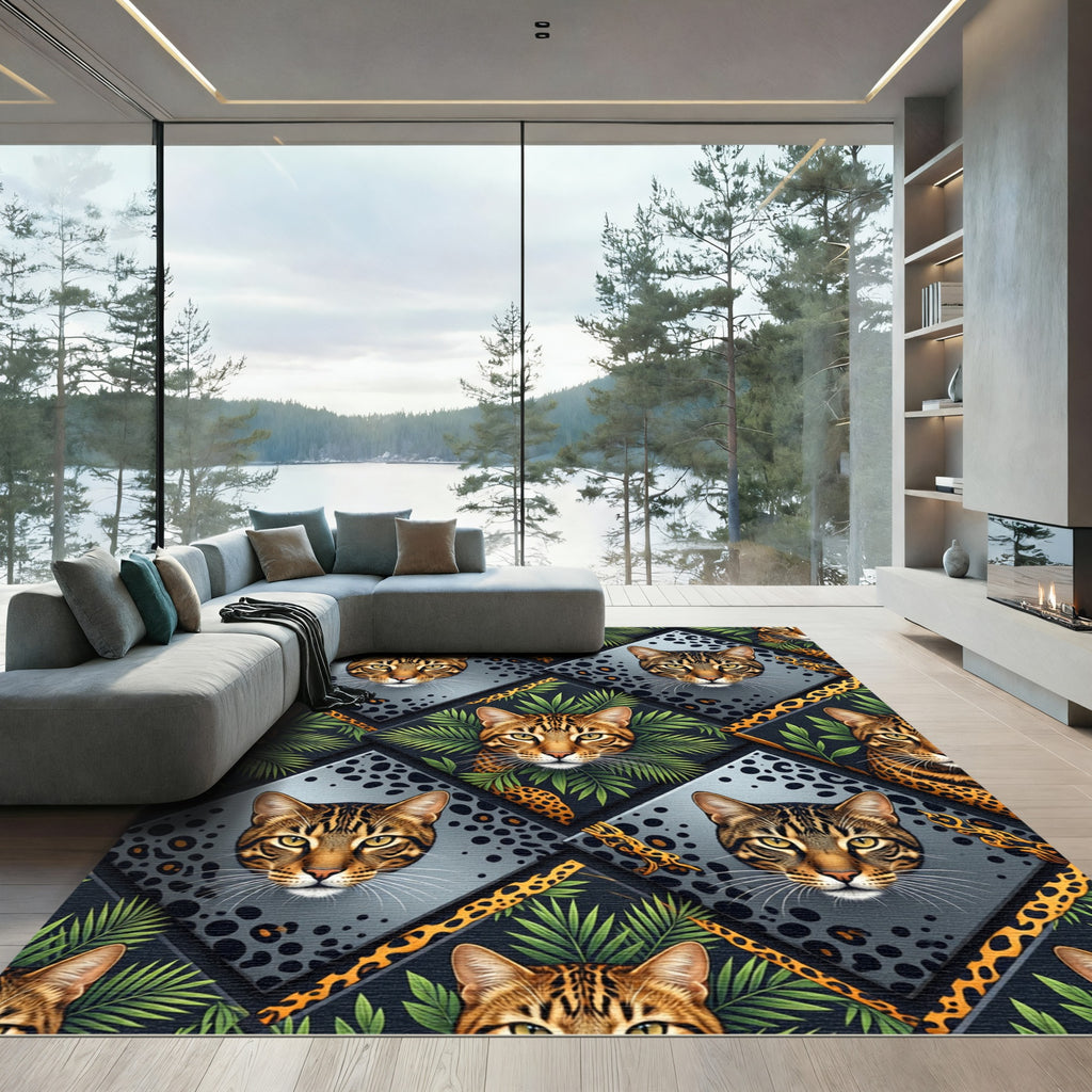 Leopard Jungle Diamond Geometric Tile Rug