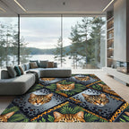 Leopard Jungle Diamond Geometric Tile Rug