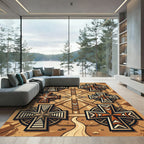 Terracotta Cross Geometric Landscape Rug