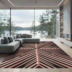 Rose Gold Abstract Stripe Mandala Rug