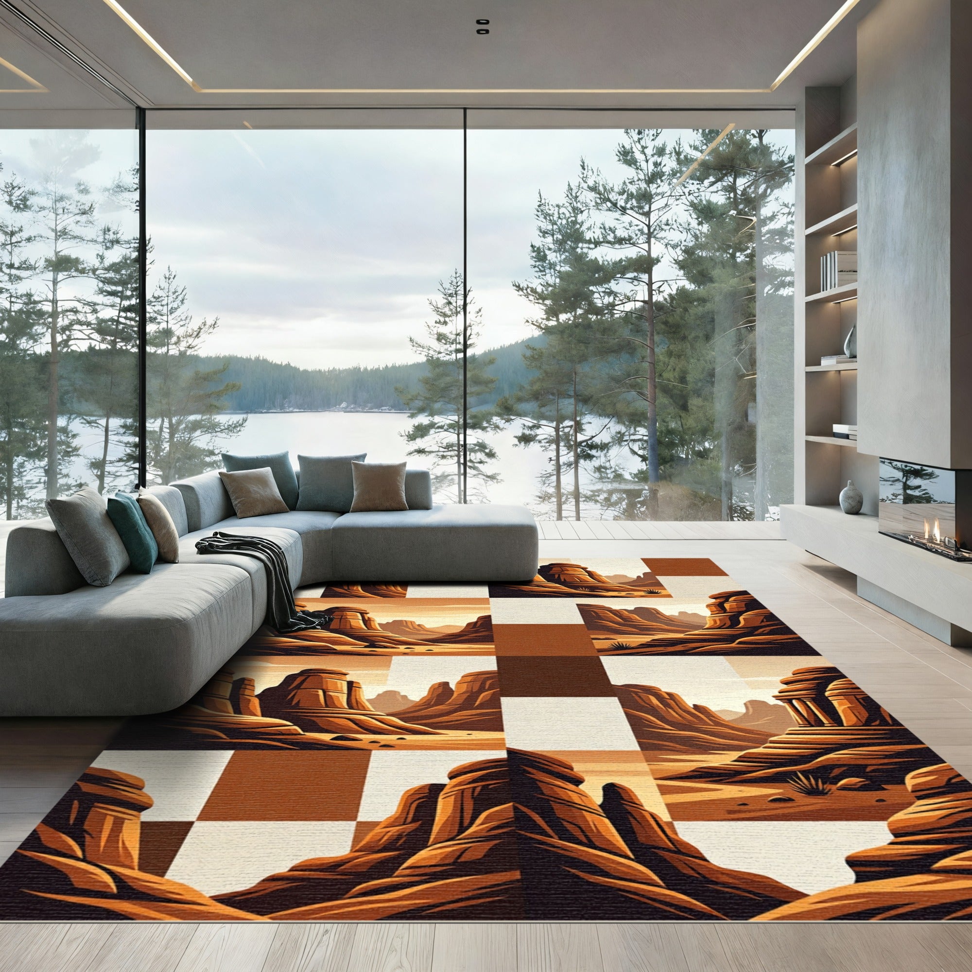 Desert Canyon Geometric Landscape Rug