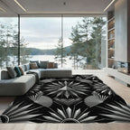 Art Deco Sunburst Pyramid Silver Rug