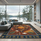 Celestial Terracotta Lunar Sun Earthy Meditation Rug