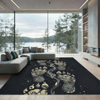 Grayscale Paw Prints Smoke Trails Rug