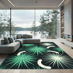 Midcentury Green Starburst Abstract Accent Rug