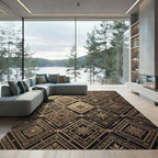 Elegant Golden Geometric Diamond Art Rug