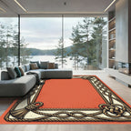 Nautical Rope Border Frame Coral Rug