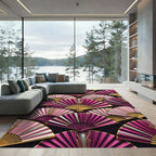Art Deco Magenta Pink Fan Collage Rug