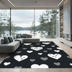 Modern Monochrome Heart Scattered Rug