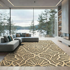 Gold Arabesque Geometric Starburst Rug