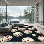 Minimalist Ivory Dice Black Graphic Rug
