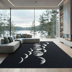 Ethereal Monochrome Lunar Phase Celestial Rug