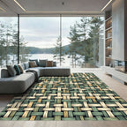Woven Sage and Tan Basketweave Rug