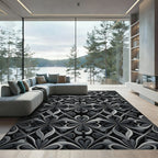 Intricate Gray Floral Lattice Rug