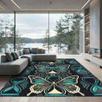 Teal and Navy Butterfly Hourglass Art Rug