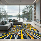 Abstract Yellow Gray Burst Radiance Rug