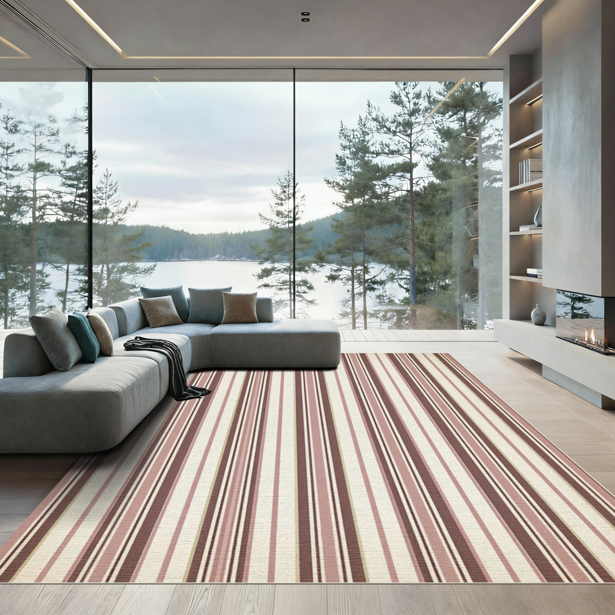Delicate Plum Striped Vertical Accent Rug