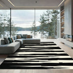 Sharp Black White Jagged Stripes Rug
