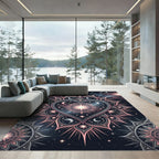 Celestial Rose Gold Heart Starry Mandala Rug