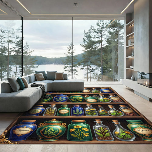 Alchemist Apothecary Herb Jar Collection Rug