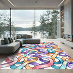 Iridescent Swirl Ribbon Collage Rug