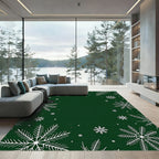 Evergreen White Snowflake Border Rug