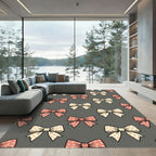 Cute Polka Dot Ribbon Bow Wallpaper Rug