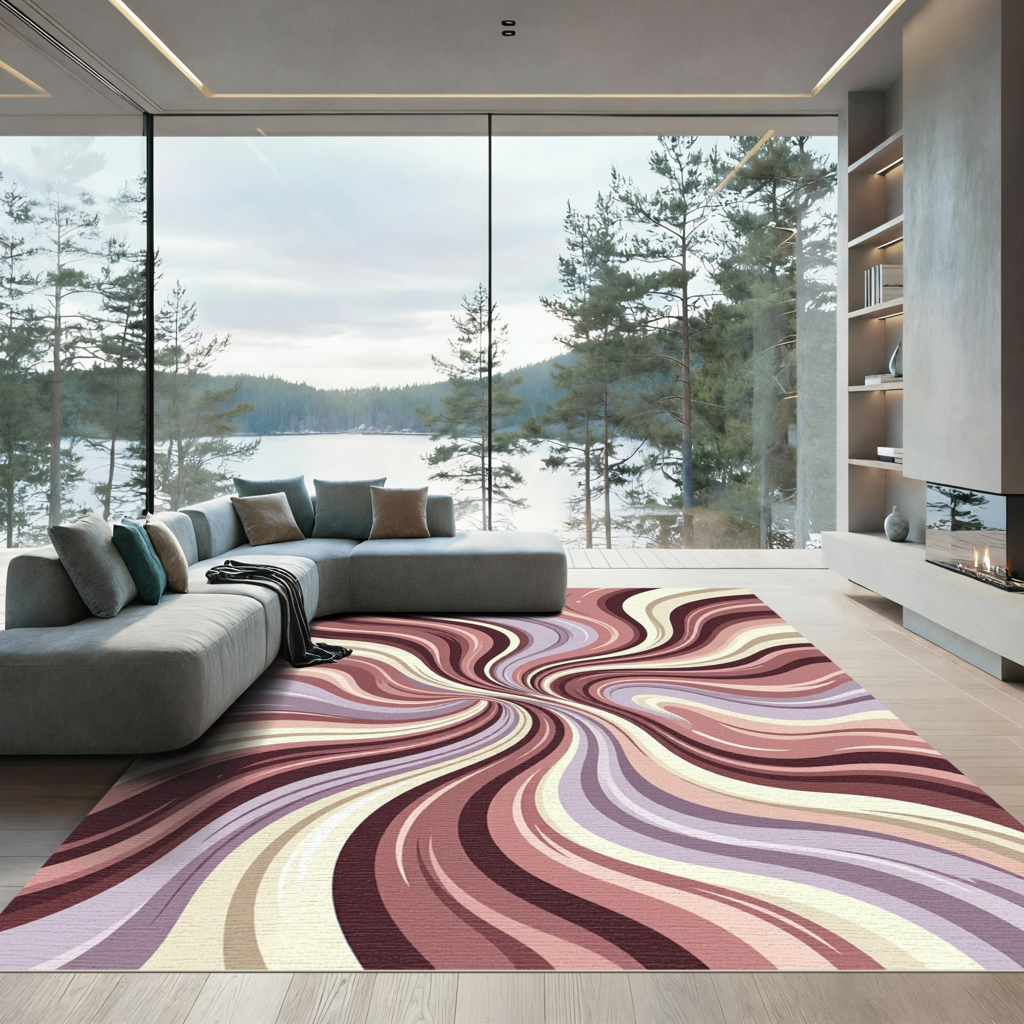 Tonal Swirl Vibe Abstract Rug