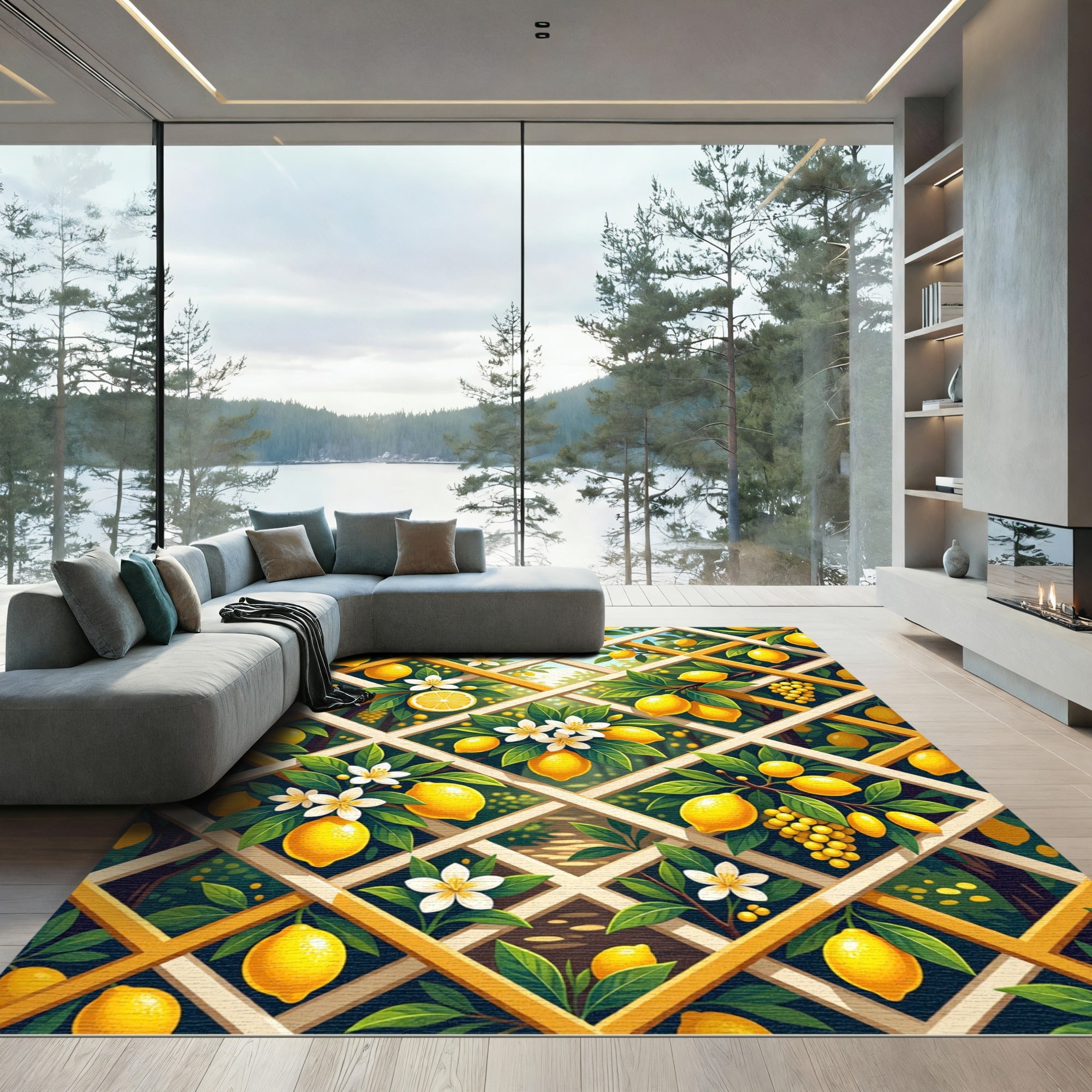 Sunny Lemon Trellis Botanical Garden Rug