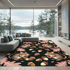 Whimsical Woodland Mouse and Acorn Illustration Rug